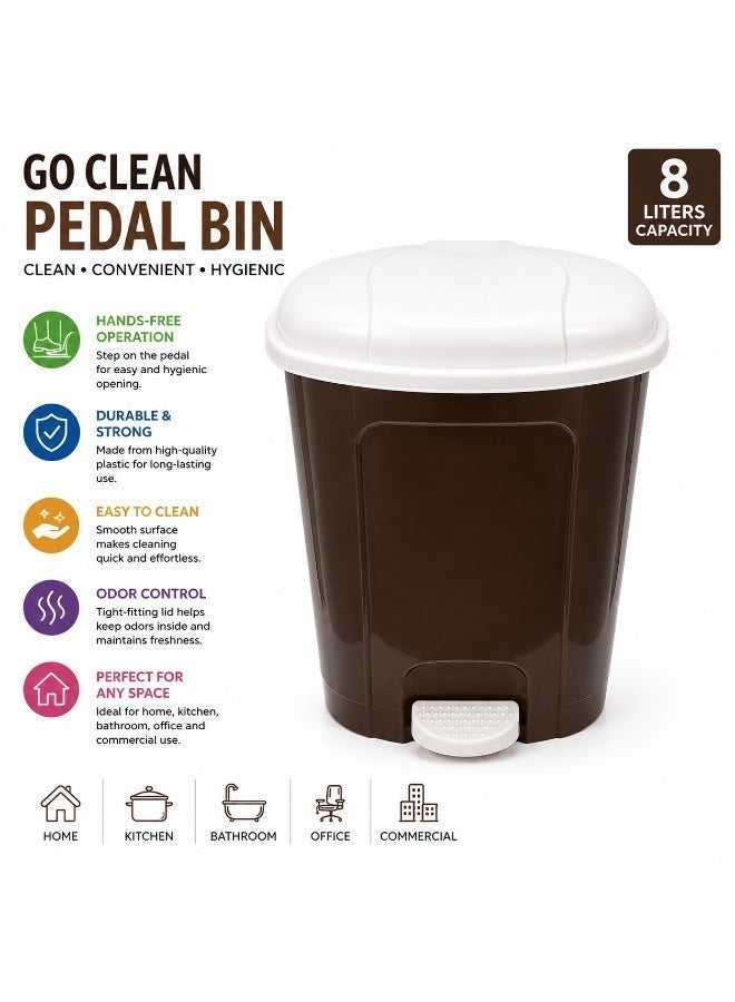Desktop Trash Can with Swing Lid, Small Tabletop Waste Bin for Office, Bathroom, Bedroom, Durable Plastic, Small Dustbin Trash Garbage Bin  8 L - Image 2