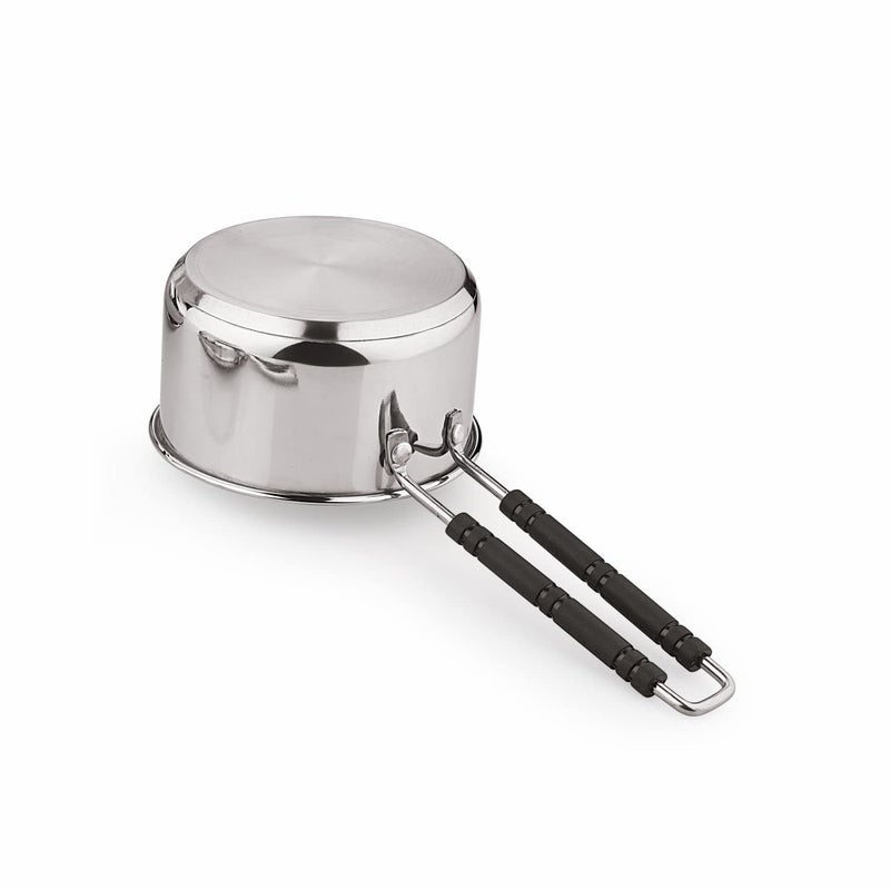 Bright Metal Stainless Steel Induction Bottom Saucepan with HeatResistant Wire Handle 1150 ml 22 Gauge Durable Easy to Clean  - Image 2