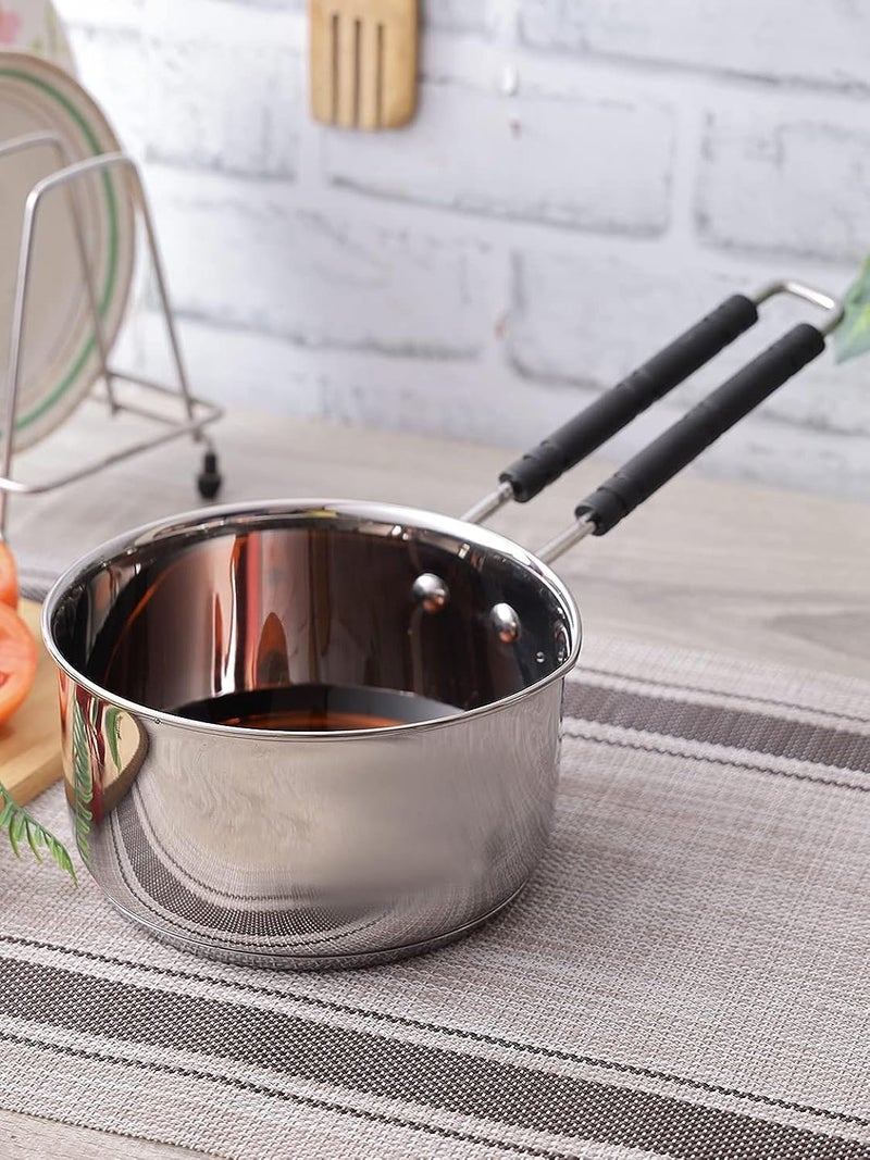 Bright Metal Stainless Steel Induction Bottom Saucepan with HeatResistant Wire Handle 1150 ml 22 Gauge Durable Easy to Clean  - Image 1