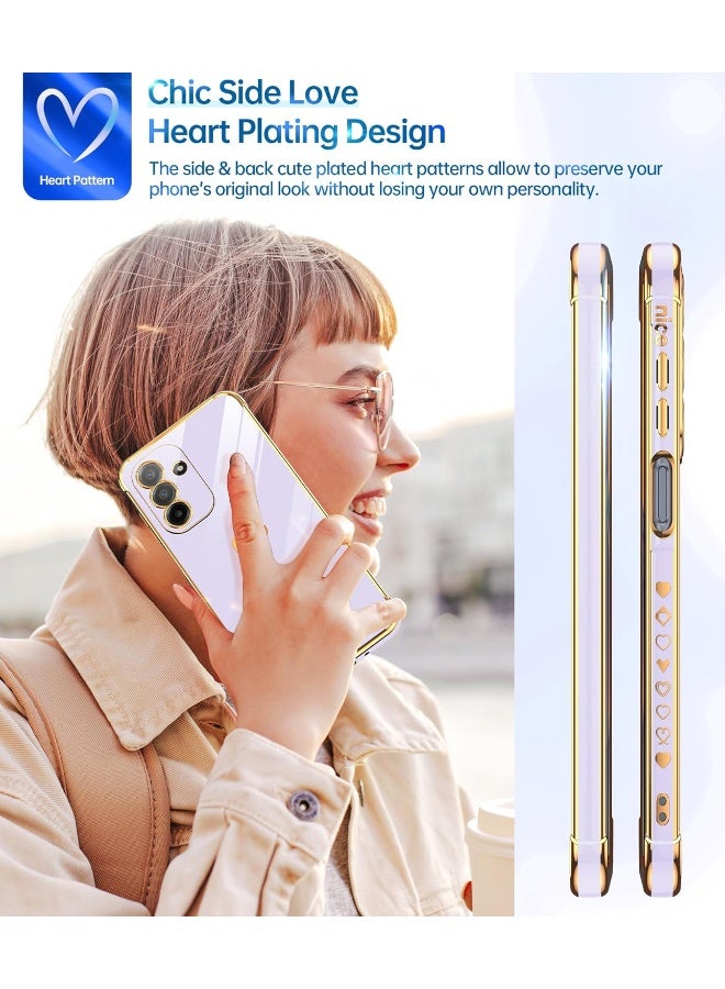 Samsung A17 5G Case Cover for Women Girl, Love Heart Plating Girly Luxury with 4 Corners Shockproof Case for Samsung Galaxy A17, Purple - Image 5