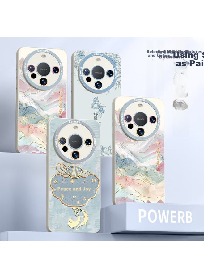 Xp Suitable For Huawei Mate60 Phone Case Lens Full Coverage Mate60 Soft Heat Dissipation Silicone National Tide Men And Women High-End Sense Anti-Fall With Hanging Rope Protection Case - Antique White - Image 2