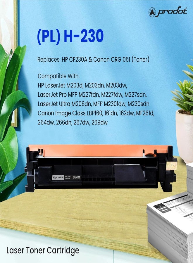 خرطوشة حبر ProDot 230 بديلة لخرطوشة HP CF230A وخرطوشة Canon CRG 051 (حبر) متوافقة مع طابعات HP M203d/M203dn/M203dw/M227fdn/M227fdw/M227sdn/M206dn/M230fdw | إنتاجية 1500 صفحة | ضمان لمدة عام (قطعة واحدة) - Image 2