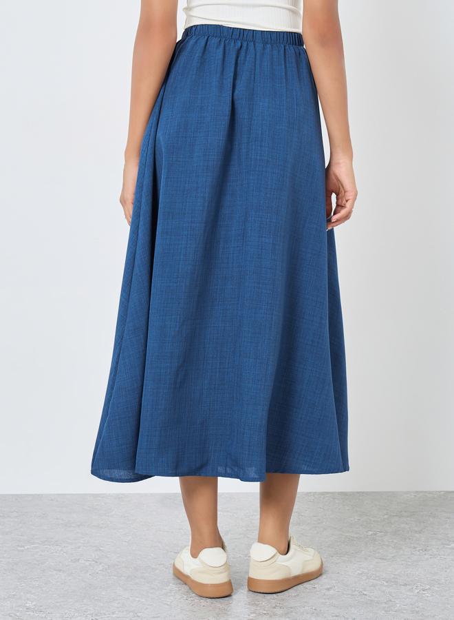 Styli Solid Maxi Skirt with Elastic Waist - Image 4