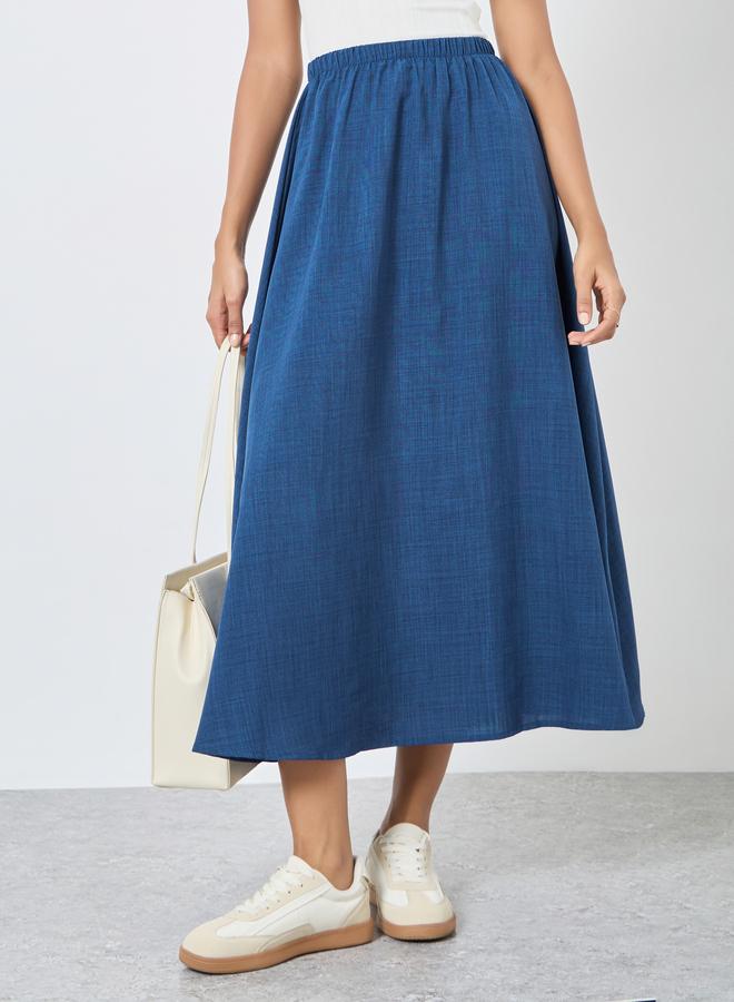 Styli Solid Maxi Skirt with Elastic Waist - Image 2