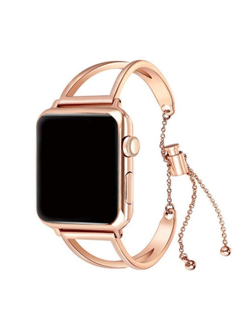 Elegant Stainless Steel Apple Watch Band for Apple Watch Series 8/7/6/5/4/3/2/1 SE 38/40mm/41/42/44/45mm, Jewelry Style Watch Band Classic Cuff Watch Band Replacement Band for Women iWatch Strap - Image 4