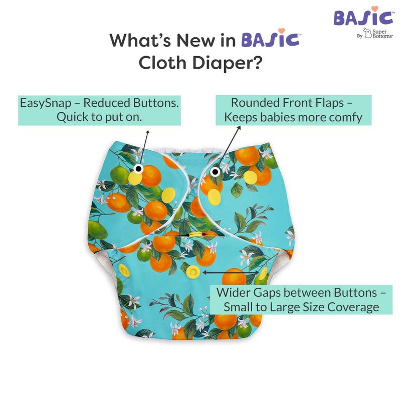 SuperBottoms Basic Peaches Print diaper with soaker | BASIC Bed Protecting Mat Breezy blue print Medium size - Bed & Floor Protector/Playmat, Super Light-Weight, 8.5X Absorbent - Image 2