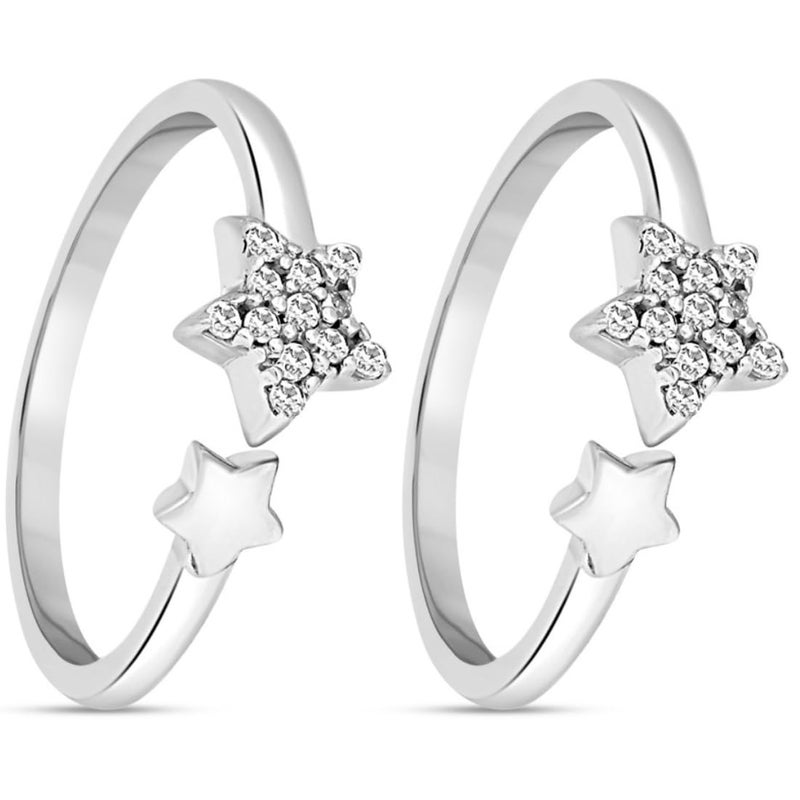 ZAVYA 925 Pure Silver Cubic Zirconia CZ Star Design Toe Rings for Women | Stylish Silver Jewellery | Gift for Women & Girls | With Certificate of Authenticity and 925 Hallmark - Image 5