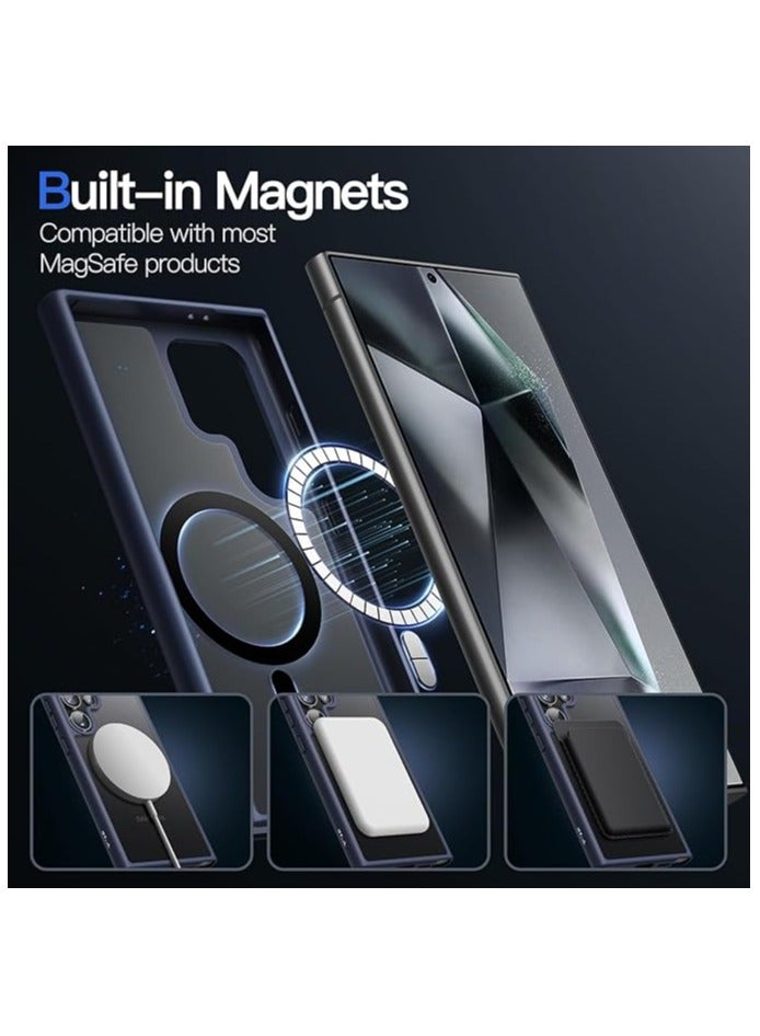 Denx Magnetic Matte Case for Samsung S24 Ultra, Compatible with MagSafe, Plating Luxury Cover, Matte Soft TPU Shockproof Protective Phone Case, Compatible with Samsung S24 Ultra (Dark Blue) - Image 3