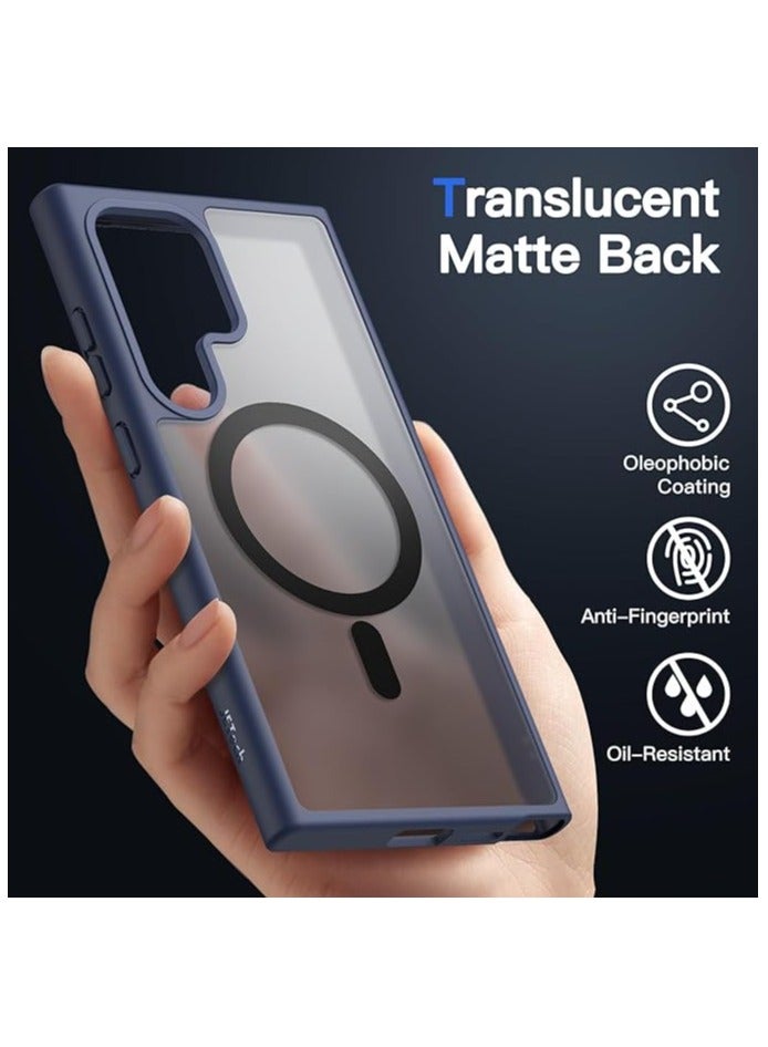 Denx Magnetic Matte Case for Samsung S24 Ultra, Compatible with MagSafe, Plating Luxury Cover, Matte Soft TPU Shockproof Protective Phone Case, Compatible with Samsung S24 Ultra (Dark Blue) - Image 5