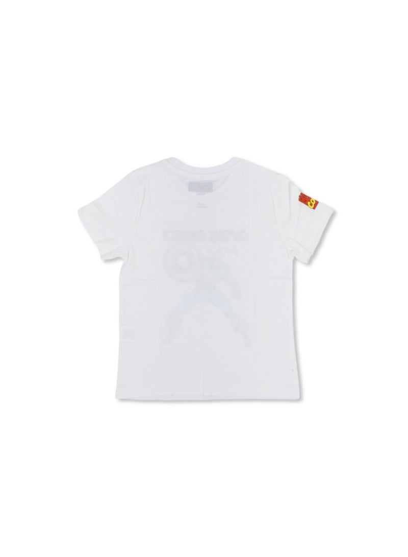 MTG Boys Cotton Short-Sleeved T-Shirt – White with Captain America Print - Image 2