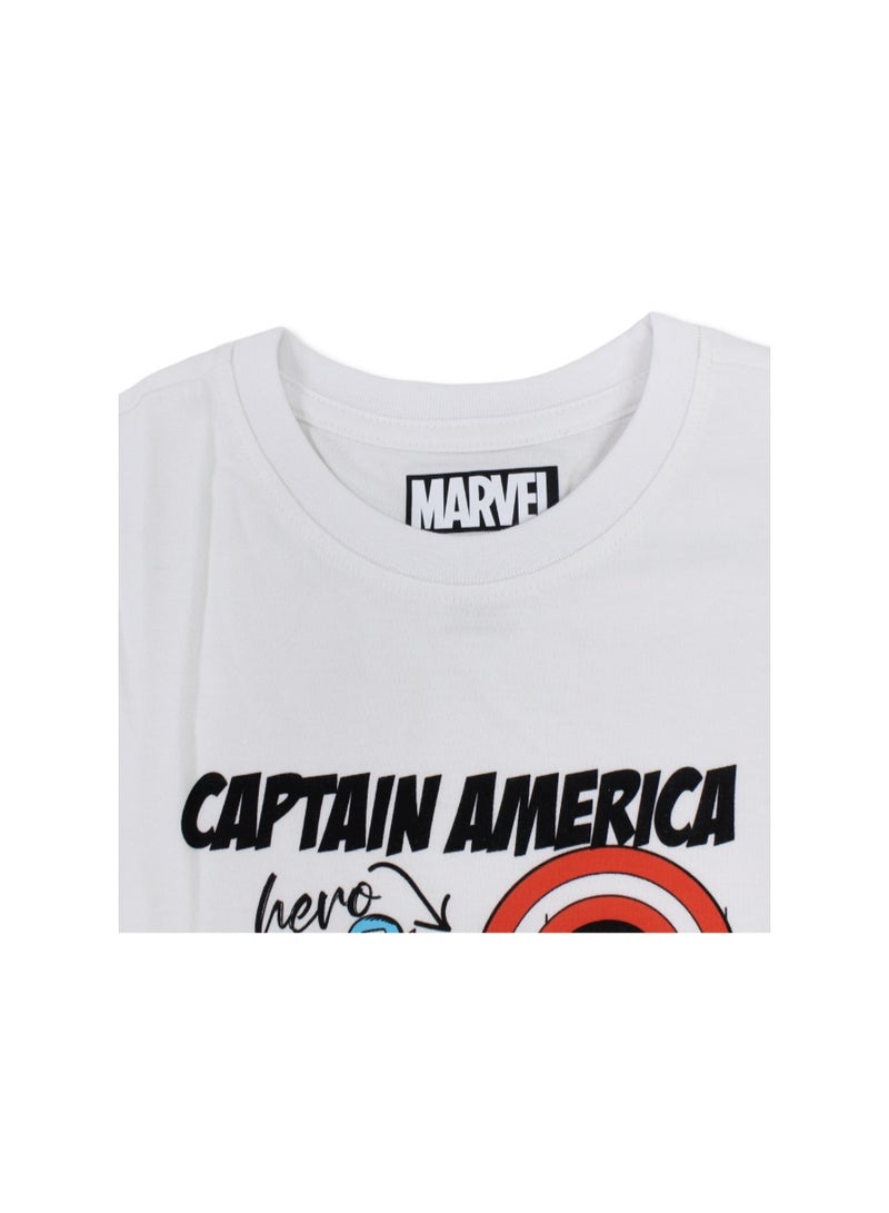 MTG Boys Cotton Short-Sleeved T-Shirt – White with Captain America Print - Image 3