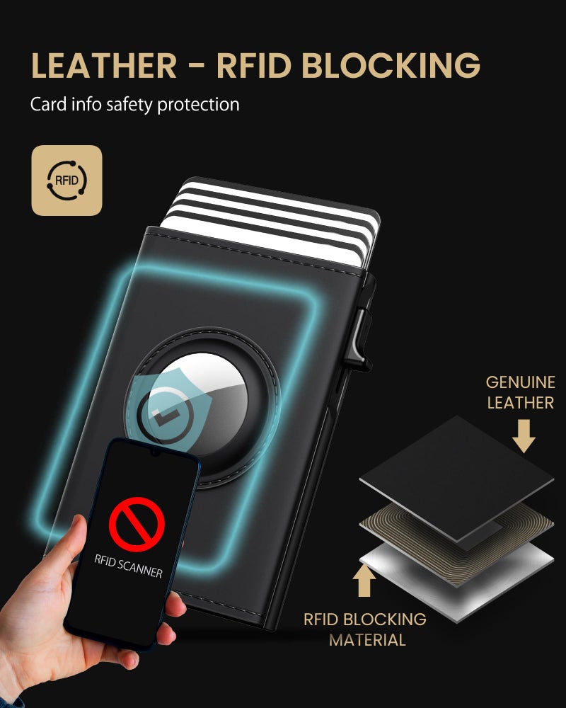 typecase AirTag Wallet for Men: Compatible with Apple AirTag (1st & 2nd Generation), RFID Blocking, Genuine Leather, Slim & Minimalist Design - 14 Card Capacity | ID Window | Cash Slot (Deep Black) - Image 4