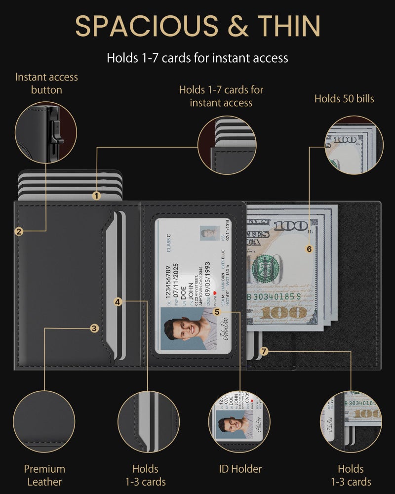 typecase AirTag Wallet for Men: Compatible with Apple AirTag (1st & 2nd Generation), RFID Blocking, Genuine Leather, Slim & Minimalist Design - 14 Card Capacity | ID Window | Cash Slot (Deep Black) - Image 3