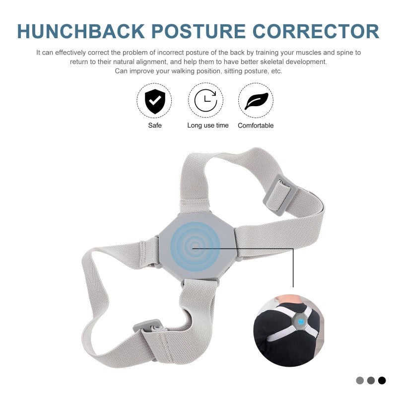 Intelligent Sensor Posture Corrector For Adults Adjustable Upper Back Brace Light Grey - Image 4