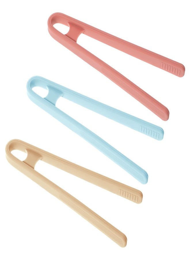 Larrel 3 Pcs Mini Tongs, 5.51in/14cm Silicone Tongs for Cooking with 3 Colors Silicone Toaster Tong for Appetizers Popcorn Candy Ice Cube Fruits Sugar Salad Snacks - Image 1