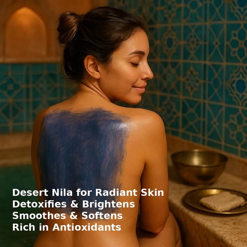 Feriha Moroccan Black Soap, Indigo, Sahara Nila, 100% Natural, Artisan Beldi Soap, Crafted & Packed in Morocco - Traditional Hammam Formula - Image 4