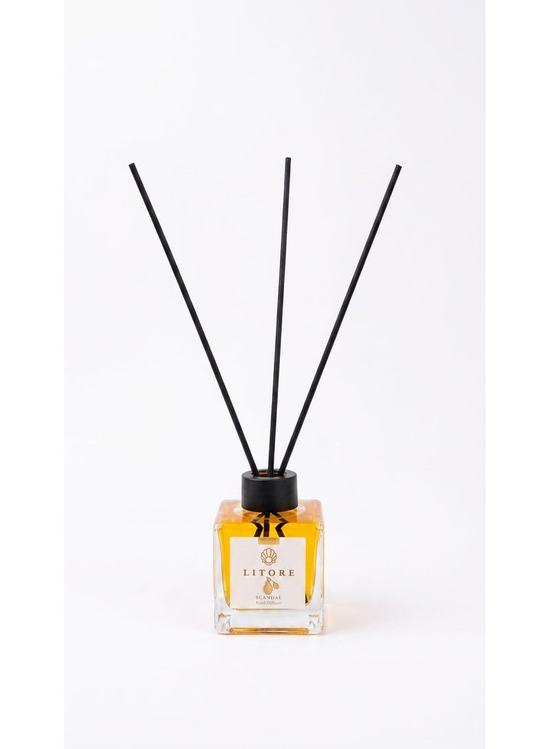لتور ليتوري معطر منزلي بعيدان القصب - عطر Scandal، سعة 100 مل | عطر منزلي يدوم طويلاً | فواحة غرف أنيقة وفاخرة - Image 1