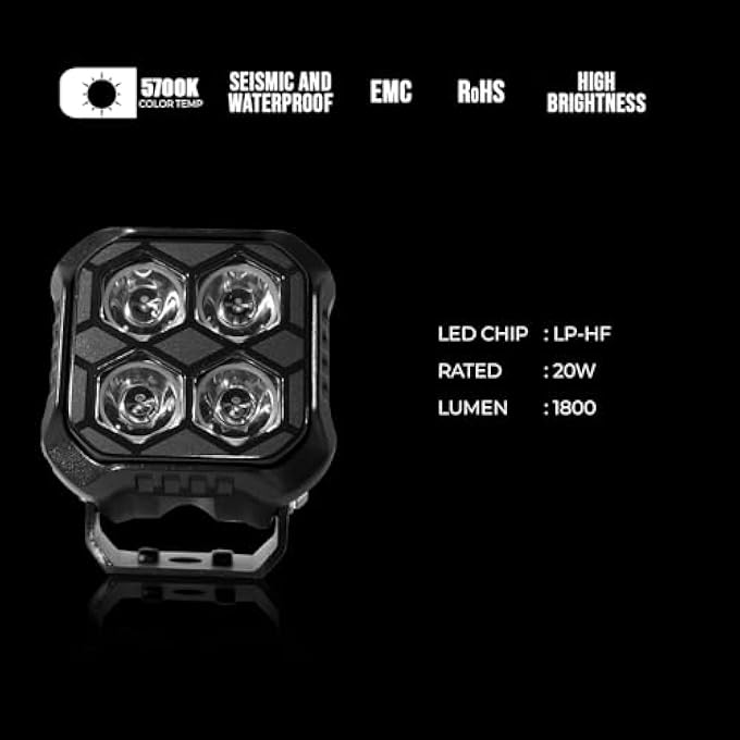 توبيز TobyS أطلقت حديثًا 3 مصابيح عمل LED بقدرة 20 وات ومصباح أمامي مساعد صغير ومصباح قيادة وموزع تأثيرات للشاحنات والدراجات النارية قطعة واحدة - Image 5