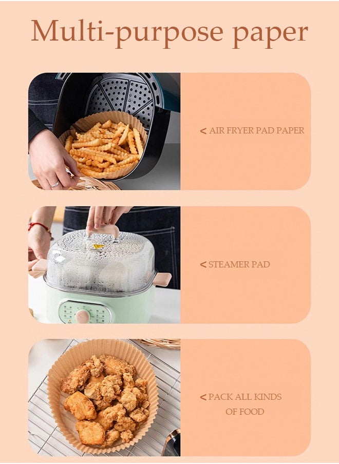 DUNISO - 50 Pcs Air Fryer Disposable Paper Liner, oil absorbing paper pads, waterproof and oil resistant baking paper, steamer pads, suitable for frying pans, ovens, fryers, baking and grilling,20cm*16cm * 4.5cm, circular - Image 1