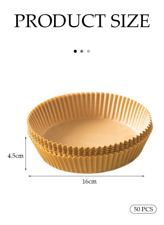 DUNISO 50 Pcs Air Fryer Disposable Paper Liner, oil absorbing paper pads, waterproof and oil resistant baking paper, steamer pads, suitable for frying pans, ovens, fryers, baking and grilling,20cm*16cm * 4.5cm, circular  - Image 2