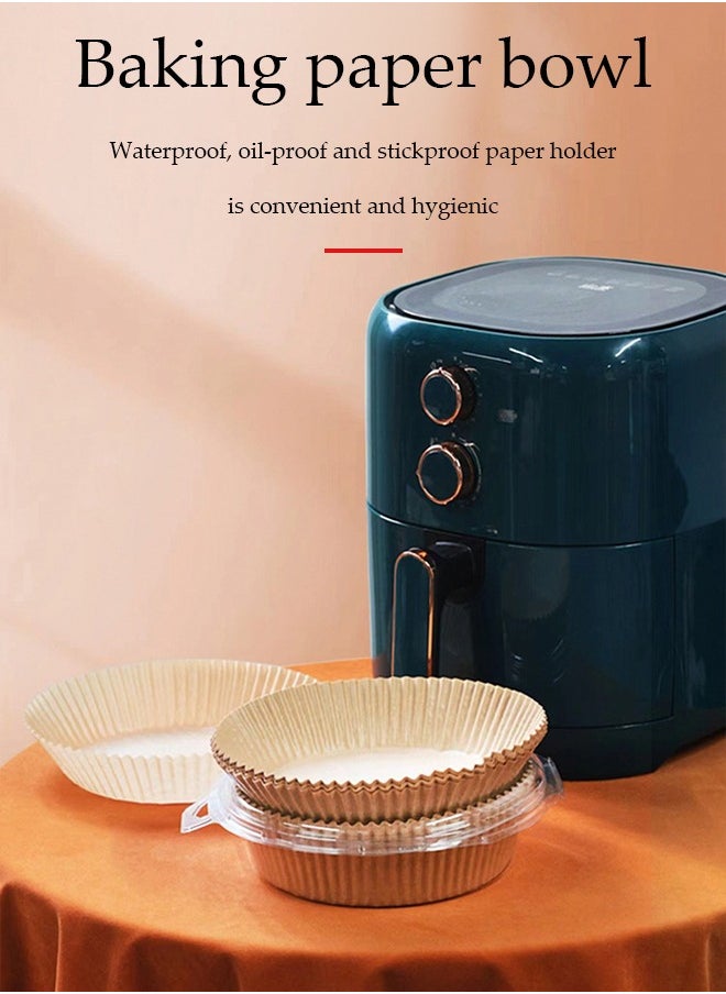 DUNISO 50 Pcs Air Fryer Disposable Paper Liner, oil absorbing paper pads, waterproof and oil resistant baking paper, steamer pads, suitable for frying pans, ovens, fryers, baking and grilling,20cm*16cm * 4.5cm, circular  - Image 3