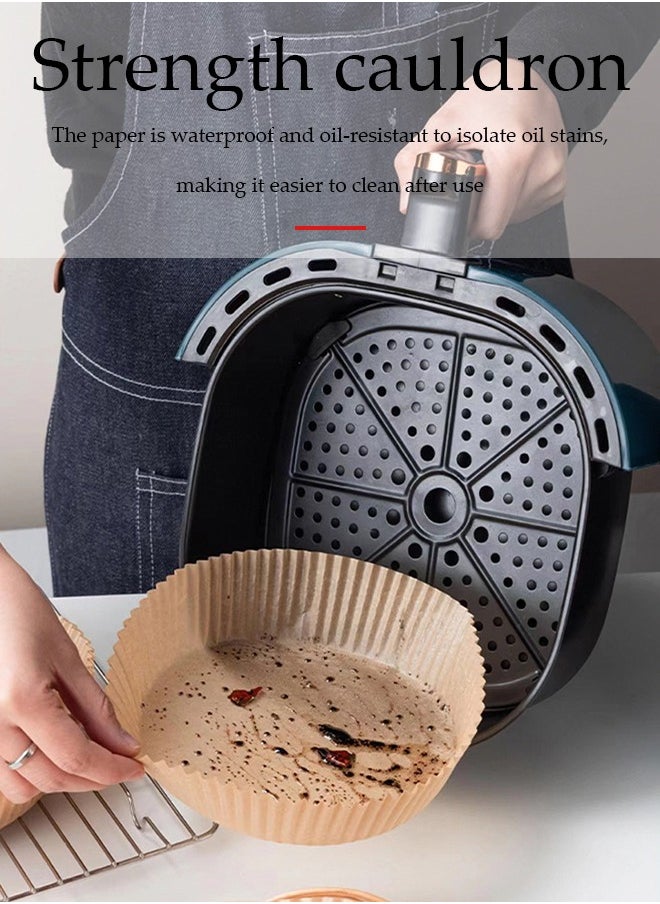 DUNISO - 50 Pcs Air Fryer Disposable Paper Liner, oil absorbing paper pads, waterproof and oil resistant baking paper, steamer pads, suitable for frying pans, ovens, fryers, baking and grilling,20cm*16cm * 4.5cm, circular - Image 1