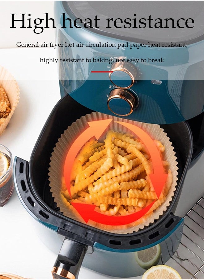 DUNISO - 50 Pcs Air Fryer Disposable Paper Liner, oil absorbing paper pads, waterproof and oil resistant baking paper, steamer pads, suitable for frying pans, ovens, fryers, baking and grilling,20cm*16cm * 4.5cm, circular - Image 1