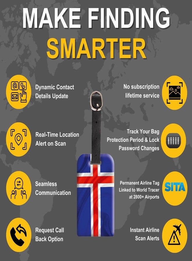 tag8 [Pack 2] tag8 Iceland Flag Smart Luggage tag |Trendy Luggage tag ID Identification | Suitcase Tag | Fashionable Digital Name tag | Airline Compliant, SITA World Tracer Code Enabled | Gift idea - Image 4