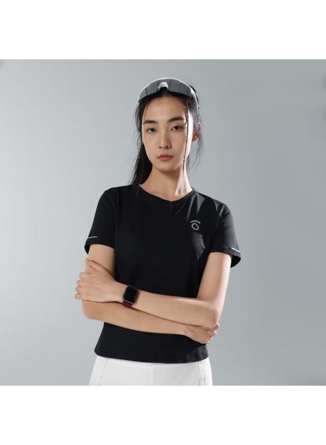 Macondo 26 Spring Summer New Sports Running Henry Shirt Moisture-wicking Quick-dry Cooling Short Sleeve T-shirt Black Men L - Image 2