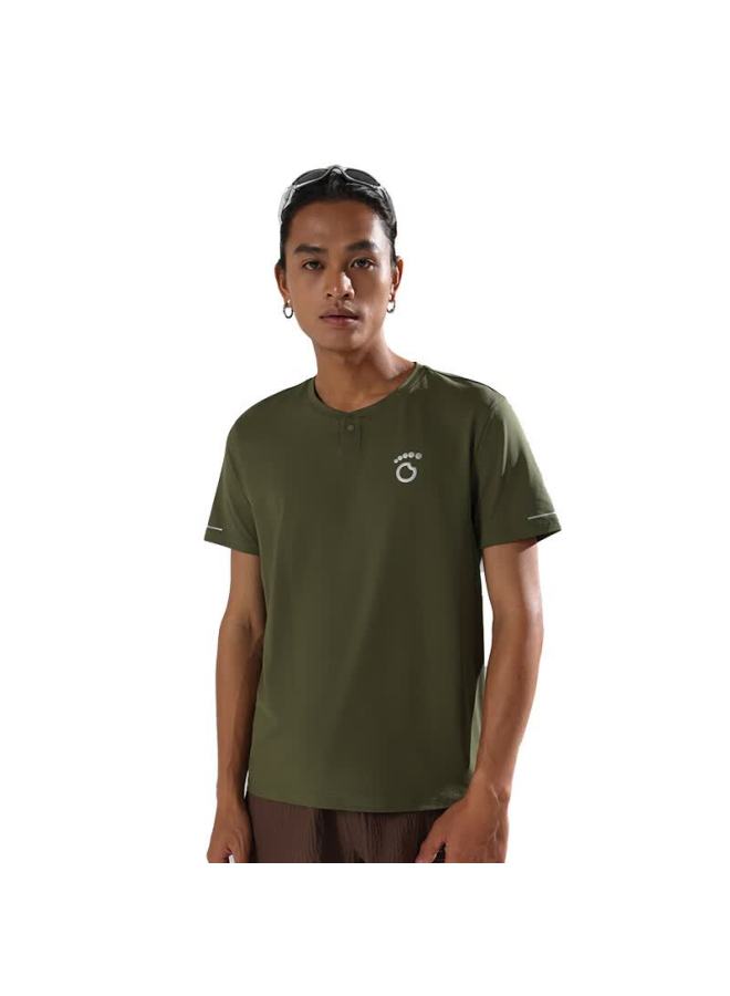 Macondo 26 Spring Summer New Sports Running Henry Shirt Moisture-wicking Quick-dry Cooling Short Sleeve T-shirt Black Men L - Image 5