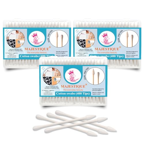 Majestique Cotton Swabs with Paper Sticks – Dual Tip Cotton Buds for Ear Cleaning, Makeup Removal & Face Care | Soft & Gentle | Eco-Friendly | 200 Sticks (Pack of 3) - Image 1