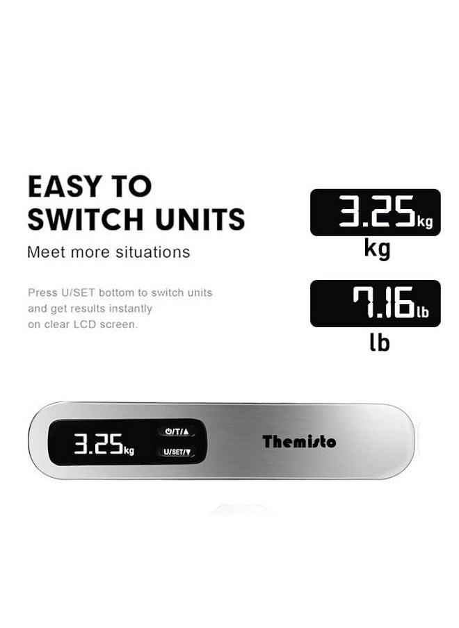 Themisto - Themisto TH-WS10 Digital Luggage Scale with Target Value Setting (50kg), Silver - Image 1
