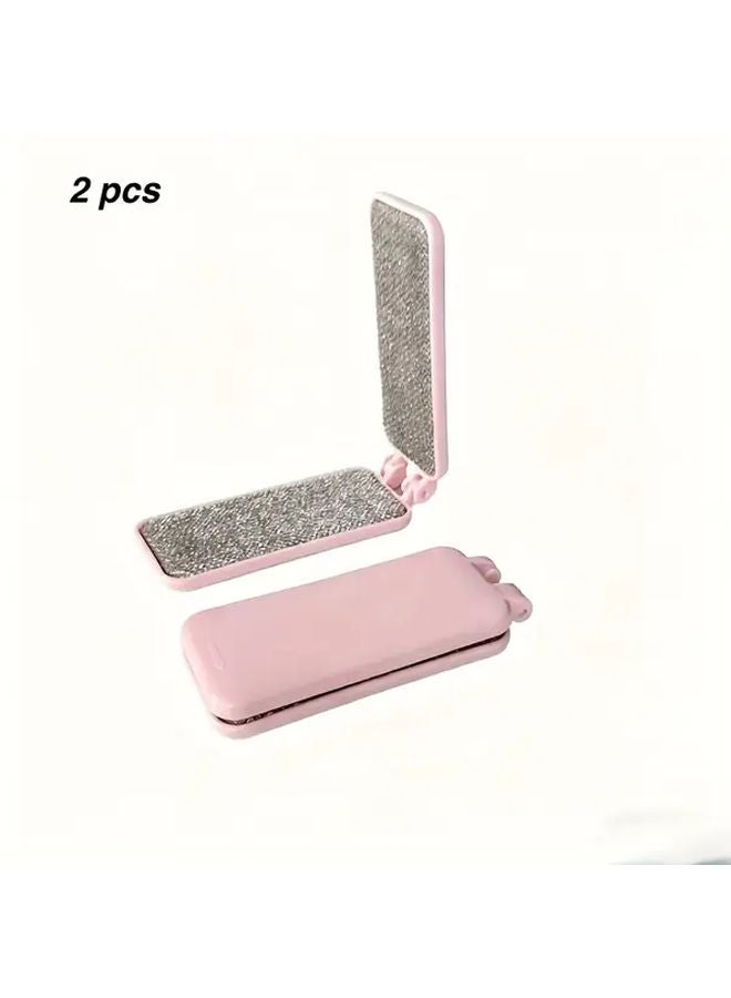 Pink Reusable Electrostatic Lint Pet Hair Remover Double Sided Brush For Clothes Furniture - Image 1