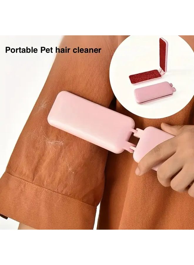 Pink Reusable Electrostatic Lint Pet Hair Remover Double Sided Brush For Clothes Furniture - Image 2