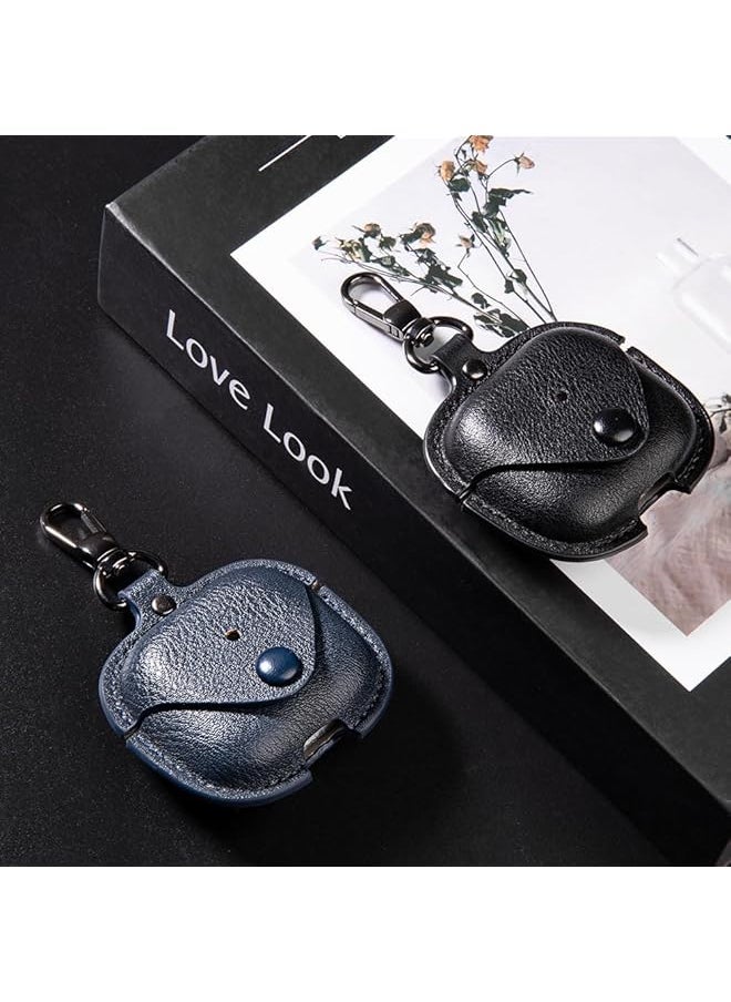 erorex - Leather Case For Air Pods 4 2024 Leather Portable Protective Men Women Case With Secure Snap Fastener Compatible With Airpods 4Th Generation Charging Case Front Led Visible Black - Image 1