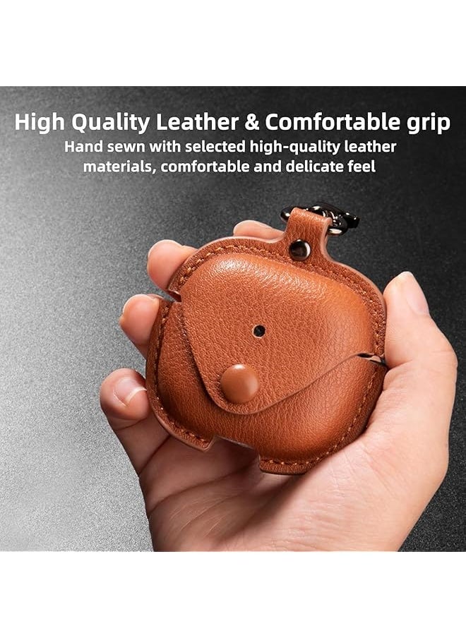 erorex - Leather Case For Air Pods 4 2024 Leather Portable Protective Men Women Case With Secure Snap Fastener Compatible With Airpods 4Th Generation Charging Case Front Led Visible Black - Image 1