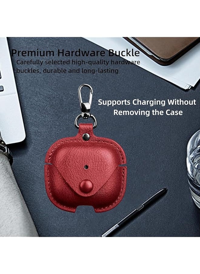 erorex - Leather Case For Air Pods 4 2024 Leather Portable Protective Men Women Case With Secure Snap Fastener Compatible With Airpods 4Th Generation Charging Case Front Led Visible Black - Image 1