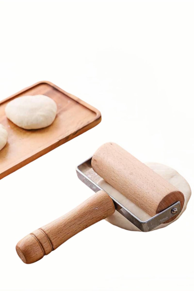 FANBODTA Stainless Steel & Beechwood Rolling Pin with Adjustable Thickness - Ergonomic Dumpling/Pasta Maker、Pizza, Kitchen Tool for Home Chefs, Dishwasher Safe & Rustproof Design (T) - Image 1