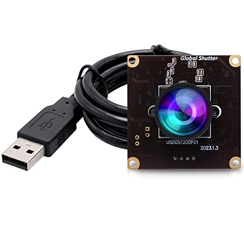 ELP High Speed Wide Angle Global Shutter USB Camera Module for Computer 1080P Mini UVC USB2.0 Webcam Board with 120degree No Distortion Lens AR0234 High Frame 90fps Web PC Camera Board for Laptop - Image 1
