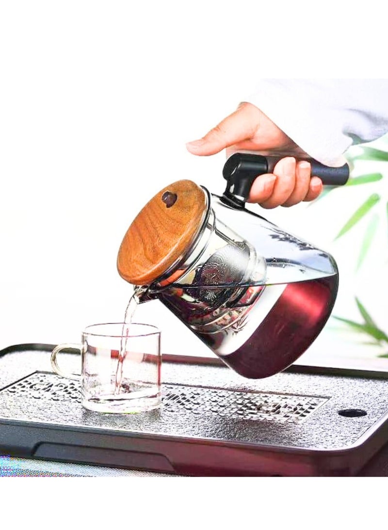 Liying 675ML Glass Teapot with direct strain Infuser and Lid, Stovetop Tea Pot Blooming and Loose Leaf Hand Crafted Kettle for Home, Tea Party, kitchen (Clear)  - Image 4