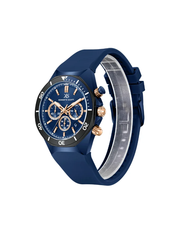 Kenneth Scott Men's Silicone Chronograph  Watch K26116-NSNN - 43 mm