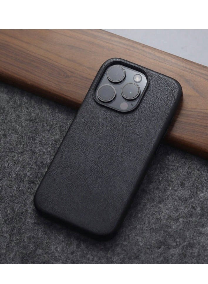 YANCI For iPhone 16 Pro Max Leather Case, Business Luxury Classic PU Leather Elegant Designer Men Cover Soft Non-Slip Grip Phone Cases for iPhone 16 Pro Max - Image 2