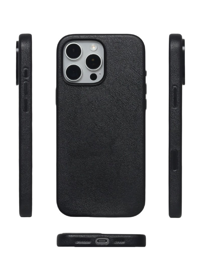 YANCI For iPhone 16 Pro Max Leather Case, Business Luxury Classic PU Leather Elegant Designer Men Cover Soft Non-Slip Grip Phone Cases for iPhone 16 Pro Max - Image 1