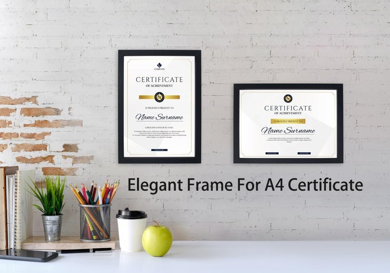 GorYeeFine Black A4 Boxed Picture Frame Set of 4 with Mount for A5, A4 Boxed Gallery Black Picture Frame 4PK, A4 Document Frame, A5 Modern Frame with Glass Window for Tabletop or Wall Mounting - Image 5