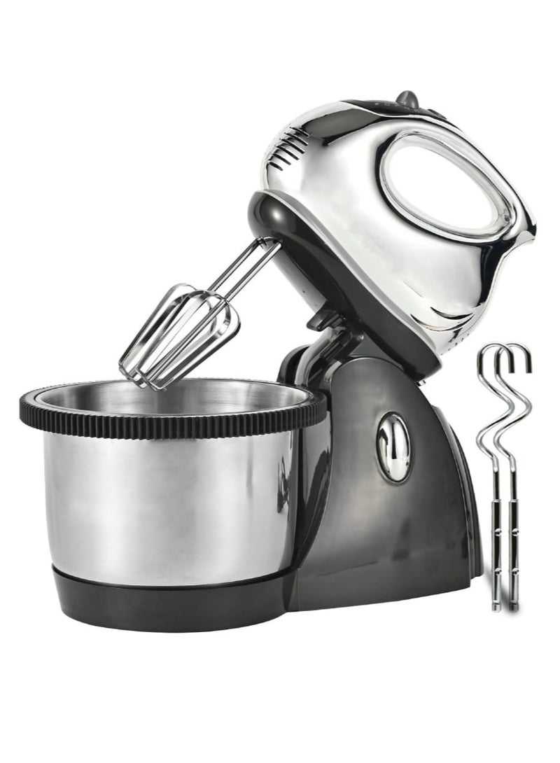 Heavy Duty Stand Mixer, 2L Capacity, 300W Full Copper Motor with Rotating Bowl, 3-Speed Control, 2 Beaters & 2 Dough Hooks Ideal for Baking, Mixing, and Kneading - Image 1