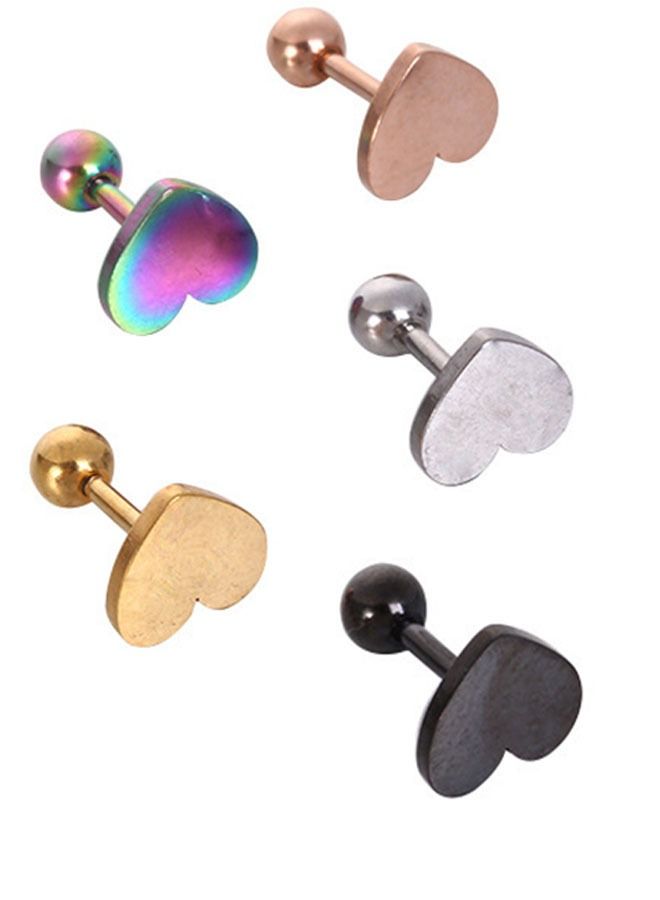 Ant 5 Pairs Love Earrings Set Hypoallergenic Earrings Stainless Steel Earrings 6mm(Multiple Colour) - Image 3