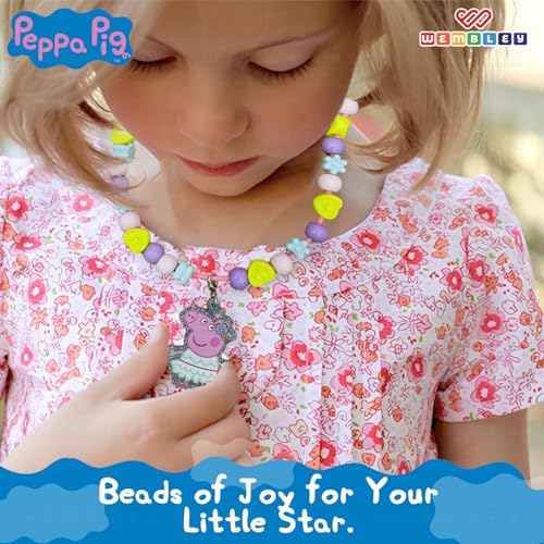 Wembley Peppa Pig DIY Jewelry Set| DIY Necklace Making Kit| Necklace Making Set with 80+ Beads, 4 Strings & 4 Charms| Ideal Birthday Gift for Girls (Necklace Set) - Image 5