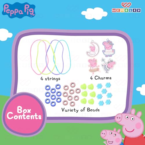 Wembley Peppa Pig DIY Jewelry Set| DIY Necklace Making Kit| Necklace Making Set with 80+ Beads, 4 Strings & 4 Charms| Ideal Birthday Gift for Girls (Necklace Set) - Image 2
