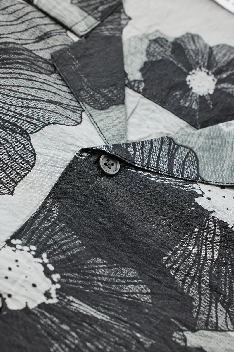 SNITCH Grey Abstract Half Sleeve Boxy Shirt