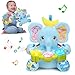 Holaxander Baby Elephant Musical Stuffed Animals Toy with LightUp Music CrinkleInfant Bilingual Early Learning Education Toys1st Easter Basket Shower Stuffers for 03612 Months Boy Girl GiftsBlue - Image 3